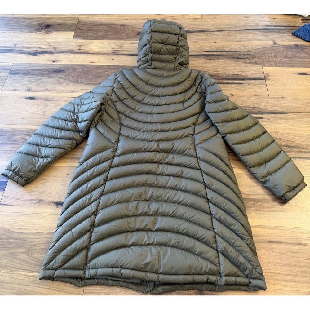 L.L.Bean 850 DownTek Hooded Puffer Coat Womens XL Long Olive Jacket - Picture 11 of 11